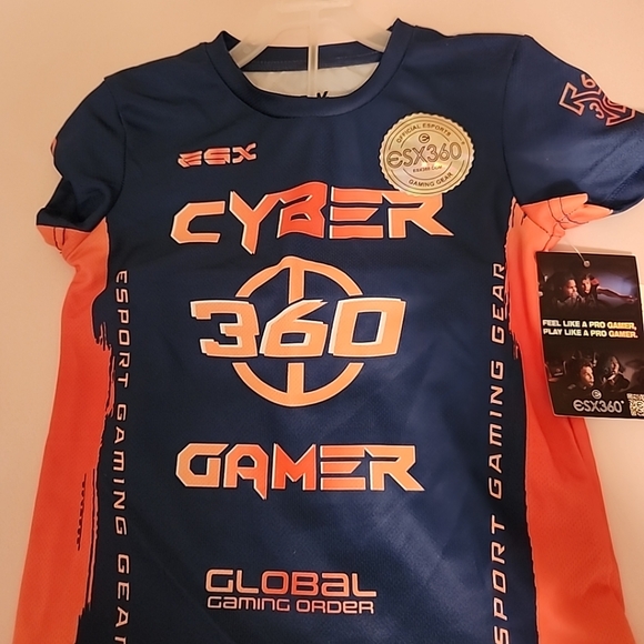 ESPORTS Gamer Boys Blue & Orange Cyber 360 ESX Outfit T-Shirt Top & Shorts Set - Picture 2 of 7